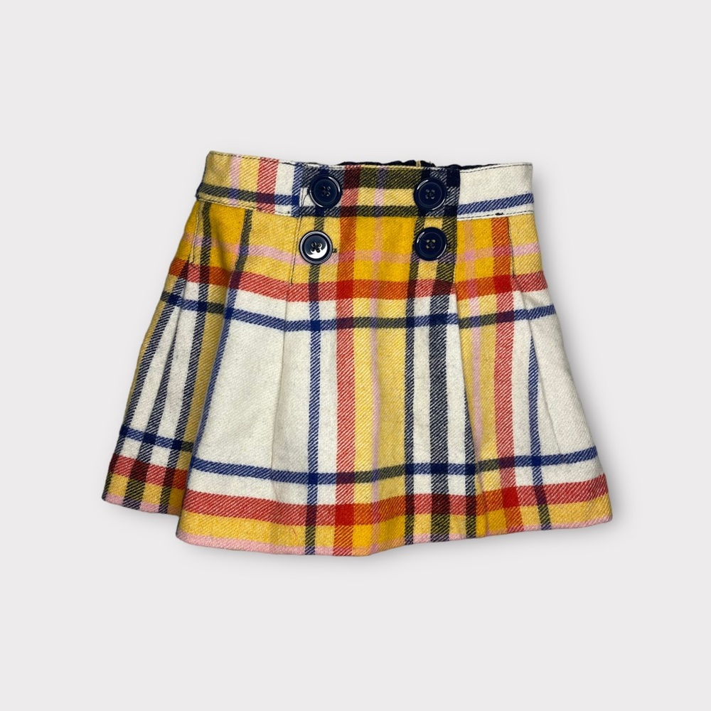 Mini Boden Plaid Pleated Wool Blend Skirt
